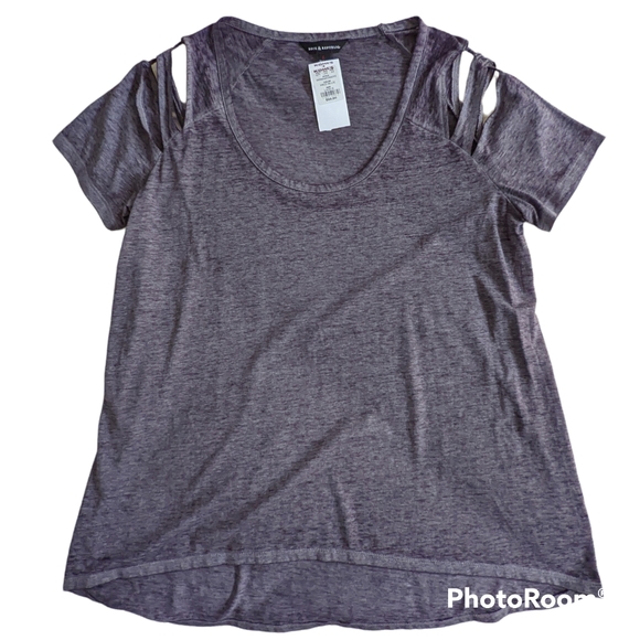 Rock & Republic Top Womens Sz L Frost Gray Cutout Scoop Neck Tee NWT - Picture 9 of 9